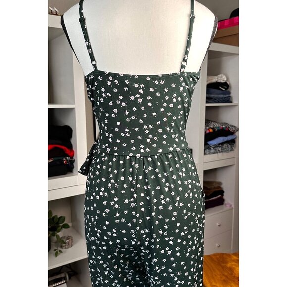 Kaleigh Women Jumpsuit XSP Green Floral Wrap Adjustable Straps & Tie Waist *NWOT - Picture 10 of 15